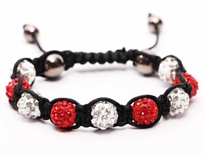 Shamballa náramek s krystaly Zirkonu - červený - bílý #ZB191