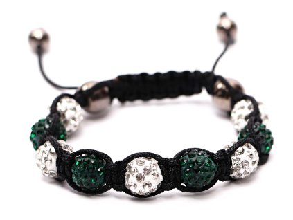 Shamballa náramek s krystaly Zirkonu - bílý - zelený #ZB195