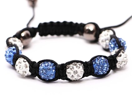 Shamballa náramek s krystaly Zirkonu - modrý - bílý #ZB179