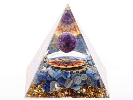 Orgonit pyramida 5x5 cm + Ametyst kulička + Lapis Lazuli kameny #OR009
