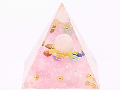 Orgonit pyramida 5x5 cm - čakrové kameny s kuličkou #OR013