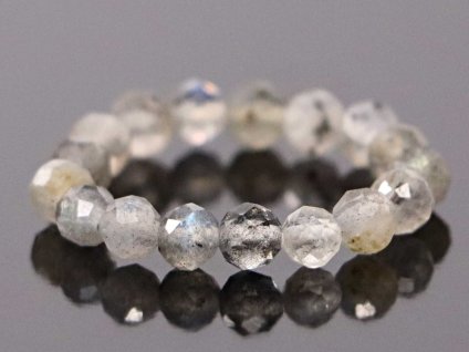 Pierścionek Labradorit - 4 mm kulki fasetowane #83 - z naturalnych kamieni