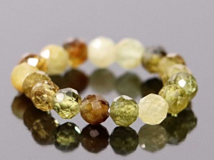 Pierścionek Granat zielony - 4 mm fasetowane kulki #86 - z naturalnych kamieni