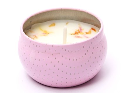 Świeca sojowa w metalowym pojemniku o zapachu piwonii #SV121