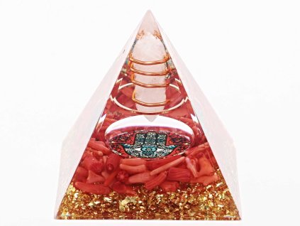 Orgonit pyramida 5x5 cm Růženín špice + spirála #OR027
