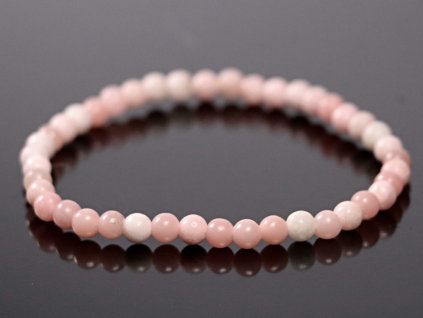 Bransoletka Opal różowy - kulki 4 mm #949 - z naturalnych kamieni