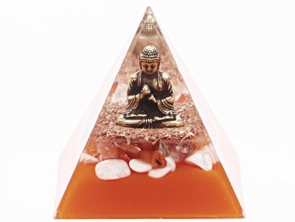 Orgonit pyramida 5x5 cm Buddha + kameny Magnezit #OR048