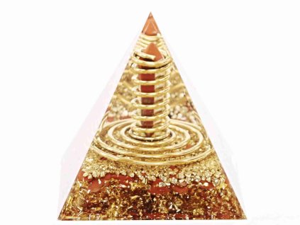 Orgonit pyramida 6x6 cm Jaspis + spirála ve špici #OR053