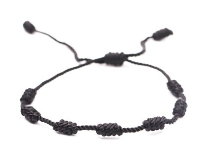 Kabbalah bransoletka ochronna 7 węzłów czarny sznurek #950