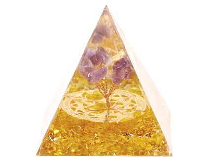 Orgonit pyramida 6x6 cm Ametyst strom #OR061