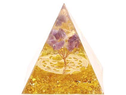 Orgonite pyramid 6x6 cm Amethyst tree #OR061