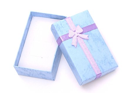 Krabička dárková modrá 8x5x3 cm s mašlí #ZB85