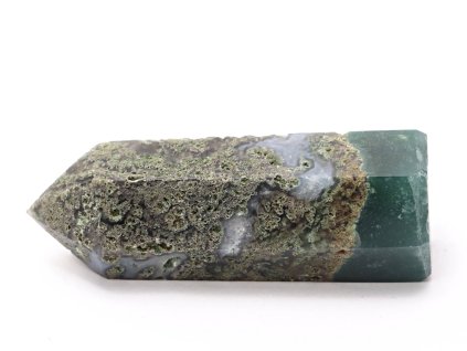Obelisk Achát mechový špice 94 g - 8,1 cm #D297
