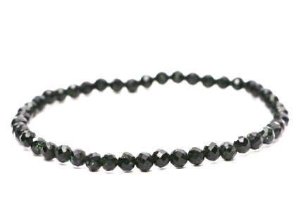 Bransoletka z syntetycznego awarytu zielonego - fasetowana - kulki 4 mm #973