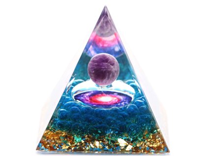 Orgonit pyramida 5x5 cm Ametyst kulička #OR112