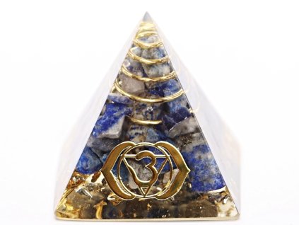 Orgonit pyramida 3x3 cm Lapis Lazuli + spirála #OR130
