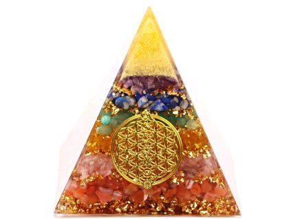 Orgonitová pyramida 6x6 cm harmonizace čaker s květem života #OR147