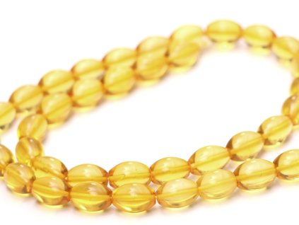 Naturalne koraliki bursztynowe 6 x 10 mm, okrągłe - sznurek 40 cm, 41 koralików #ZB231