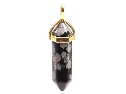 Obsidián vločkový přívěsek krystal 40 mm hexagon #ZB258