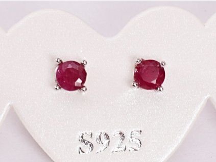Ruby earrings 4 mm with silver #114 S925