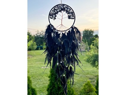 Lapač snů Strom života – černo-bílá elegance a ochranná energie 60 cm #ZB309
