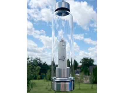 Láhev křišťál s turmalínem – 550 ml - skleněná #LAH02