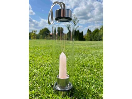 Láhev s krystalem růženínu – 550 ml - skleněná #727