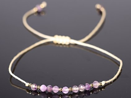 Náramek Ametyst fasetovaný 4 mm kuličky - Únor #984 Shamballa