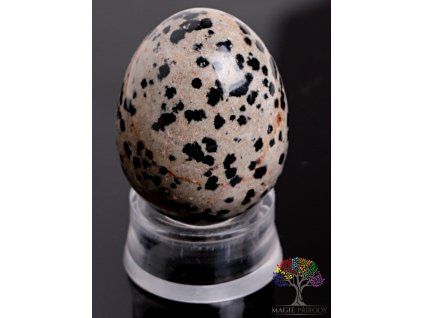 Yoni stone egg Dalmatian jasper #107 + base