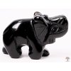 Slon Obsidián 30 x 20 mm - Slon z přírodního kamene #19