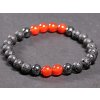 Pánský náramek Láva s karneolem a hematitem - 8 mm kuličky #279 - z přírodních kamenů