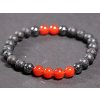 Pánský náramek Láva s karneolem a hematitem - 8 mm kuličky #279 - z přírodních kamenů