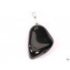 Black obsidian stone pendant, size S - #87