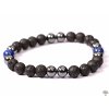 Pánský náramek Láva s lapisem lazuli a hematitem - 8 mm kuličky #313 - z přírodních kamenů