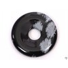 Přívěsek Donut z kamene Obsidián vločkový vel. 3 cm - #100