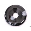 Přívěsek Donut z kamene Obsidián vločkový vel. 3 cm - #100