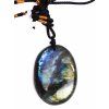 Labradorite stone pendant, size XL + cord #126