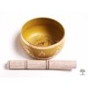 Tibetská miska 3. čakra žlutá - zpívající mísa 12 cm - 680 g s paličkou #08