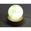 Kalcit koule 54 mm 237g přírodní kámen + LED dřevěný podstavec #C543