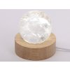 Křišťál koule 48 mm 150g přírodní kámen + LED dřevěný podstavec #402
