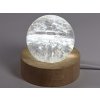 Křišťál koule 48 mm 150g přírodní kámen + LED dřevěný podstavec #402