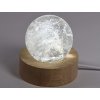 Křišťál koule 48 mm 150g přírodní kámen + LED dřevěný podstavec #402