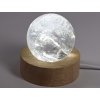 Křišťál koule 48 mm 150g přírodní kámen + LED dřevěný podstavec #402