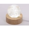 Křišťál koule 48 mm 150g přírodní kámen + LED dřevěný podstavec #402