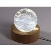 Křišťál koule 48 mm 154g přírodní kámen + LED dřevěný podstavec #404