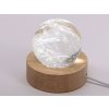 Křišťál koule 48 mm 154g přírodní kámen + LED dřevěný podstavec #404