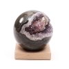 Ametyst koule 90 mm 944g přírodní kámen + dřevěný podstavec #421