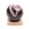 Ametyst koule 90 mm 944g přírodní kámen + dřevěný podstavec #421
