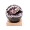 Kula ametystowa 90 mm 944 g naturalny kamień + drewniana podstawa #421
