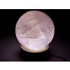 Kula z różowego tytoniu 79 mm 680 g naturalny kamień + drewniana podstawa LED #452